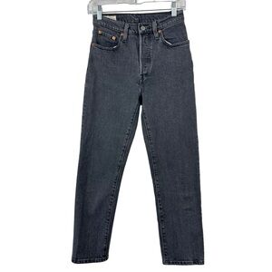 LEVI’S Washed Black 501’s Button Fly Straight Leg Jeans 36200-0014‎ Crop W24 L26